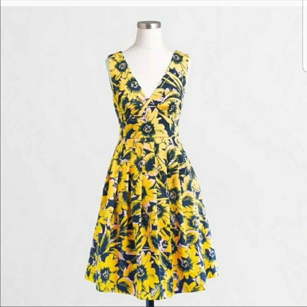 J Crew Floral Pique Cotton Dress 0